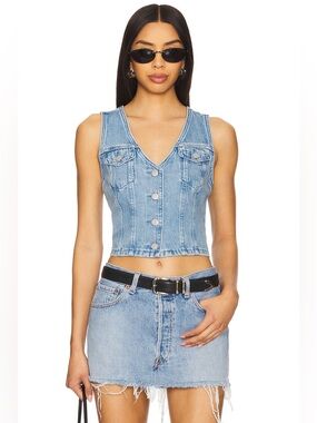 Levi’s Bella Denim Corset Top – Fitted Button Front, Y2K Model Off-Duty 🔥